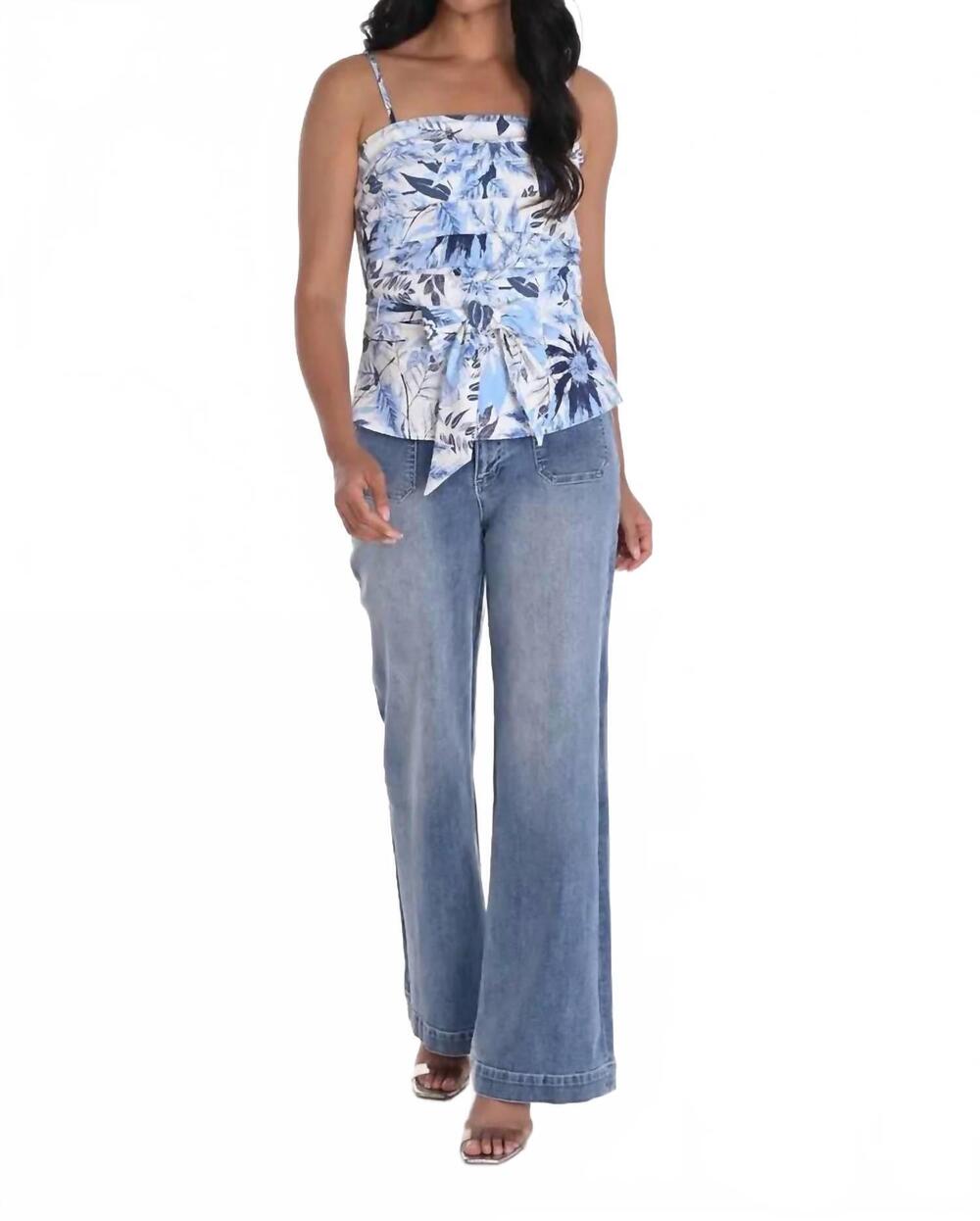 NEW FRANK LYMAN waverly woven wide-leg jeans in blue